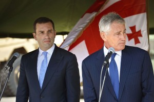 Ex Defense Minister Irakli Alasania with U.S. Secretary of Defense Chuck Hagel