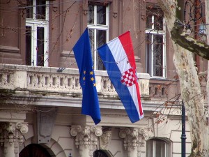 Croatian flag at the Ministry of Foreign Affairs in Zagreb