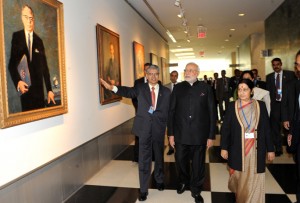 PM Modi and Minister Sushma Swaraj at UN headquarters