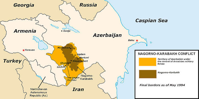 Map of the region depicting the territories under Armenian military control. (Photo: Courtesy of WikiCommons)