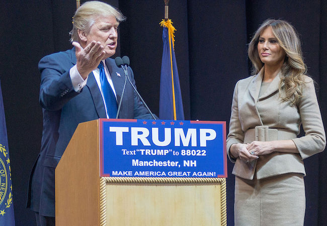 Donald Trump with his wife Melanie Trump on a campaign trail in 2016. (Photo by Marc Nozell: Courtesy of WikiCommons)